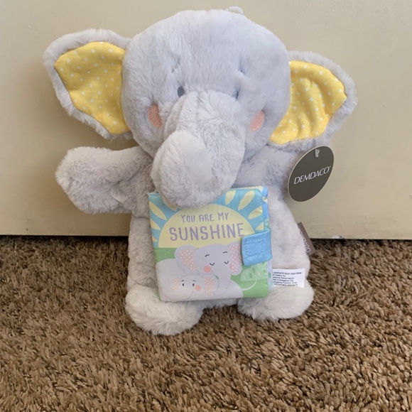 Demdaco Elephant Hand Puppet Plush Toy w/ You are my Sunshine Book - Picture 1 of 10